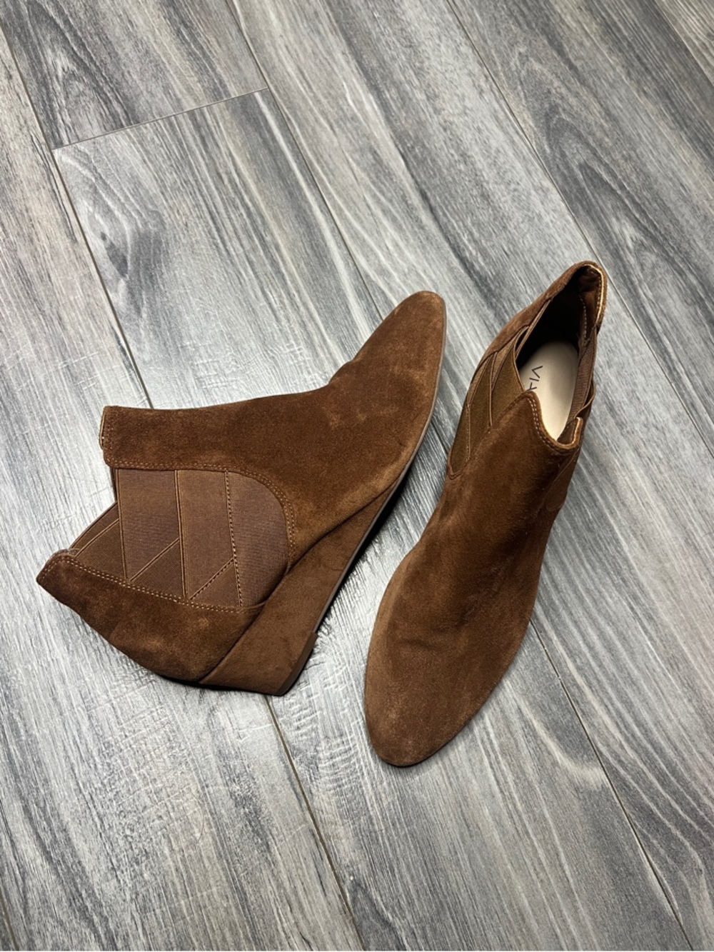 Via Spiga Brown Suede Wedge Ankle Booties